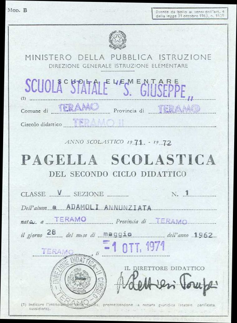 Pagella San Giuseppe